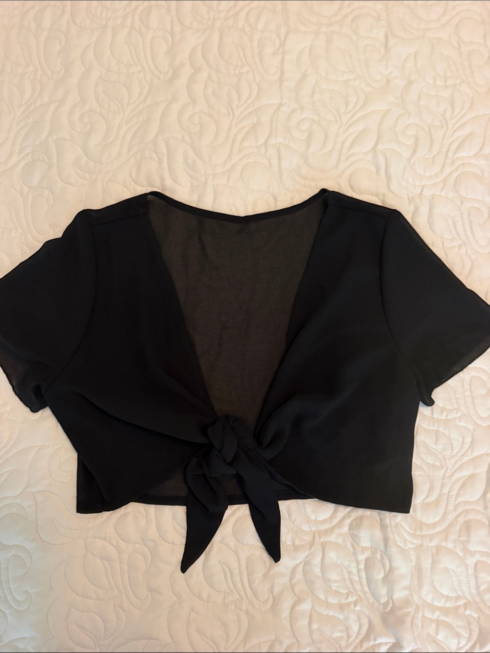 Black Tie-Front Crop Top - Women